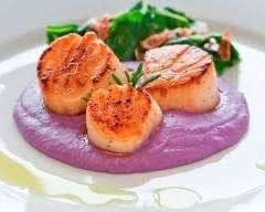 Noix De St Jacques Sauce Citronnee Et Puree De Vitelottes Recette Recettes De Cuisine Noix De St Jacques Recette