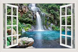 Peel and stick wall murals are removable and repositionable. Amazon Com Greathomeart Removable Wall Murals Peel And Stick Waterfalls Window Scenes 3d Wall Sticker Vinyl Wallpaper Decorations For Living Room Home Decor Art 24 X36 Home Kitchen