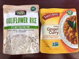 The large chains like aldi, walmart and costco also carry cauliflower rice. Cauliflower Rice And Thai Ginger Curry Found At Costco 290 Calorie Lunch 1200isplenty