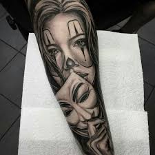 Check spelling or type a new query. This Ink Is One Of The Hundreds Different Takes On The Original Smile Now Cry Later Masks Chicano Tattoos Chicano Tattoos Sleeve Leg Tattoos