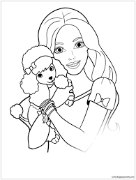 * * * * barbie walking along the beach with his dog coloring page. Barbie Dog Coloring Page Novocom Top