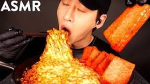 ASMR MOZZARELLA FIRE NOODLES & SPAM MUKBANG (No Talking) COOKING & EATING  SOUNDS