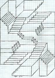 Escher Stairs Graph Paper Drawings Graph Paper Designs Geometric Drawing