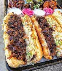 I Ll Take One For Each Hand Slowly Smoked Barbecued Brisket Sandwiches With Coleslaw All The Fixins And Enough Smoked Food Recipes Bbq Food Truck Yummy Food