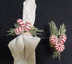 Peppermints On Evergreen Winter Napkin Ring Christmas Napkin Ring Set Of 4 Christmas Napkin Rings Christmas Napkins Diy Christmas Napkins
