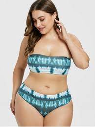 Zaful Plus Size Tube Tie Dye Bikini Medium Sea Green L 1x 2x Gender For Women Swimwear Type Bikini Materia Bandeau Bikini Set Bikinis Bikini Material