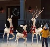 3 Pieces Lighted Family Deer Set With LED Lights And RGB Flashing Lights