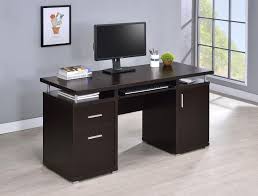 The computer desk ships flat to your door and 2 adults are recommended to assemble upon made from laminated particleboard and mdf, the rustic gray woodgrain finish complements the dark metal. Tracy Desk Contemporary Cappuccino Computer Desk 800107 Home Office Desks Midtown Outlet Home Furnishings