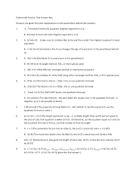 Unit 5 test answer key. E 1 Algebra Unit 5 Polynomials Quizzes Amp Tests Polynomial Prac