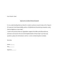 Sample letter seeking permission to conduct research Approval Letter