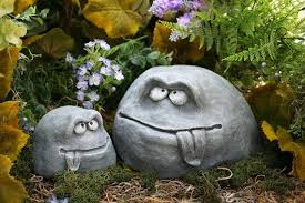 Funny Garden Rock Face Heads Concrete Garden Decor Concrete Garden Rock Garden Concrete Art