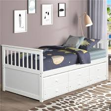 Dhp rose low twin upholstered platform bed with storage drawers. White Twin Bed Frame With Drawers Kids Captain S Bed With Trundle Bed Heavy Duty Modern Twin Size Storage Bed Frame With Wood Mattress Support Slat Solid Twin Platform Bed For Kids Boys