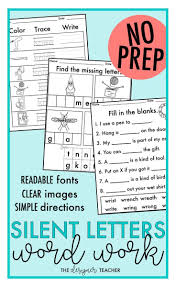 No Prep Silent Letters Trigraphs Word Work With Readable Fonts Clear Images And Simple Directions Perfect For Students W Word Work Soft G Words Trigraphs