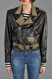 Black Color Genuine Leather Jacket Golden Studded Stylish Hand Crafted Hand Made Belted Waist Leather Jacket Genuine Leather Jackets Black Biker Jacket