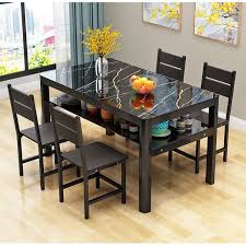 Gibson marble dining table, 2 backless stools, 2 swivel stools and 1 curve bench. Double Layer Artificial Marble Tempered Glass Dining Table Chair Set Shopee Malaysia