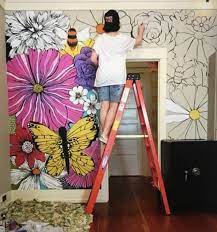 Pin By Marcy Soper On Bee Room Wall Paint Designs Mural Wall Art Wall Painting