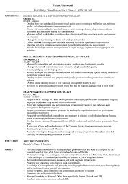 Learning Development Specialist Resume Samples Velvet Jobs