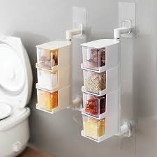 Sticking Rotary Seasoning Kitchen Pepper Sugar Jar Spice Rack Food Box Storage Home Garden Kitchen Spice Storage Spice Storage Containers Kitchen Storage