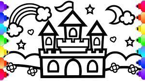 Glitter Castle Drawing And Coloring For Kids Princess Castle Coloring Castle Coloring Page Castle Drawing Drawing For Kids