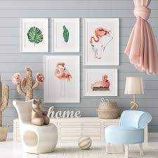 Décor in pink for the living room can give your home a fun and unexpected twist while keeping the backdrop distinctly neutral. Mom And Baby Flamingo Art Tropical Nursery Decor Tiny Toes Design