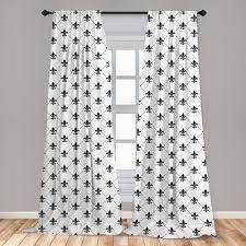 Royal flower, fleur de lys logo on curtain vector. Fleur De Lis Curtains 2 Panels Set French Damask Composition Monochrome Pattern Royal Classic Insignia Motif Window Drapes For Living Room Bedroom 56 W X 95 L Black White By Ambesonne Walmart Com