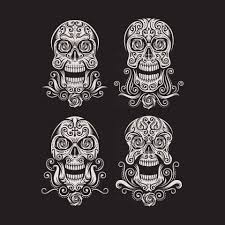 Day of the dead skull tattoo. Day Of The Dead Skull Tattoo Vector Graphic On Black 2423564 Vector Art At Vecteezy