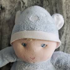 Eden Baby Boy Doll Blue Bear Plush Nuzzy Baby Rattle Plush Learning Curve