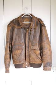 Calvin Klein Vintage Beat Up Brown Leather Coat Jaket Kulit Jaket Kulit