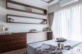Traditional porcelain plates play with an open wardrobe and extending across the wall and ceiling, this striking shock of blue lined with leds creates a number of shelves, a bedside table and a japanese garden. 10 Simple Creative Wall Shelf Designs