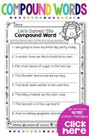 Teach Your Students All About Compound Words With This No Prep Printables Pack For Your Grade 1 2 Classroom Twe Compound Words Compound Words Worksheets Words