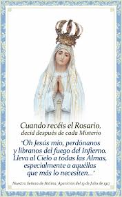 La virgen de fátima también es conocida como nuestra señora del rosario de fátima y la misma se trata de una reconocida advocación que se ve. Como Ovejas Sin Pastor La Oracion De Fatima La Version Original De La Jaculatoria Que Nuestra Senora Enseno A Los Videntes