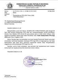 Madrasah dilarang mengadakan kegiatan yang menimbulkan kerumunan, wisata, luar daerah dan/atau sejenisnya; Ppg Guru Pai Tahun 2020 Resmi Tidak Di Laksanakan Ruang Pendidikan