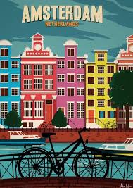 Alex247 Art Print Amsterdam Affiche Vintage Affiches De Voyage Retro Affiches De Voyage