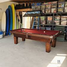 Finished Installing This 8 Foot Cl Bailey Duke With Warm Chestnut Stain And Burgundy Felt Seal Beach Seal Beach Pool Table Chestnut