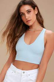Cute Light Blue Crop Top Backless Crop Top Knit Crop Top Lulus