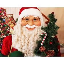 Fraser Hill Farm 59" Santa Holding A Wreath and Gift Sack