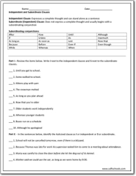 This clauses worksheet gives good practice with dependent and independent clauses. Independent And Subordinate Clauses Worksheet