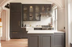 These cabinets mostly have a wooden base but have glass door. Glass Kitchen Cabinet Doors And The Styles That They Work Well With