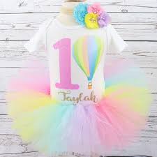 Customize Hot Air Balloon First Birthday Baby Girl Shirt Personalised Name Age Any Character Baptism Tutu Set Outfit Cake Smash Party Favors Aliexpress