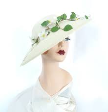 Vintage White Hat 1950s With Flowers Woman S Fisk Etsy White Hat White Vintage Hats Vintage