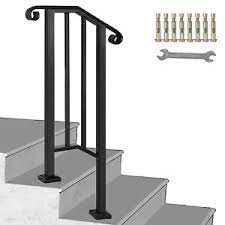 How many steps, what total rise height requires a handrail? Fits 1 Or 2 Steps Iron Handrail Picket Stair Rail Matte Black Paver Steps Office Ebay