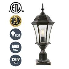 Goalplus Outdoor Post Light Fixture With Pier Mount For Yard 24 1 2 High Post Lamp Antique Bronze Post Lantern With Clear Seeded Glass Ip44 60w E26 1 Pack Lm4610 M Farmhouse Goals