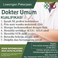 Check spelling or type a new query. Loker Dokter Umum Rs Diponegoro Dua Satu Klaten Jawa Tengah