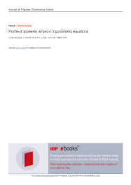 Pdf Profile Of Students Errors In Trigonometry Equations