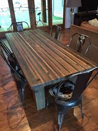 Butcher Block Style Table Constructed From Various Species Of Cedar And Fir Steel Wool And Vine Butcher Block Dining Table Butcher Block Tables Kitchen Table