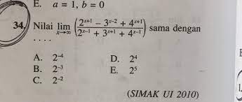 Rumus cepat mengerjakan limit tak terhingga yang pertama dapat digunakan untuk bentuk soal limit tak terhingga pada bentuk pecahan. Limit Tak Hingga Tolong Dengan Caranya Ya Soal Simak Ui Tahun 2010 Brainly Co Id