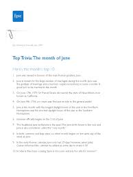 There are numerous interesting facts in the form of june trivia questions and answers appropriate for all. June Trivia Pdf