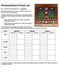 Photosynthesis Virtual Lab Photosynthesis Photosynthesis Worksheet Biology Activity