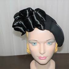 Buy Rare Vintage 40's Noir Tilt Hat Black Felt Brimless Hat W/ Tall Crown &  Velvet Ribbon Online in India