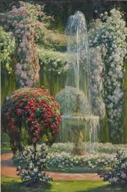 Jardin Fleuri A La Fontaine By Emile Quentin Brin Garden Painting Painting Old Paintings